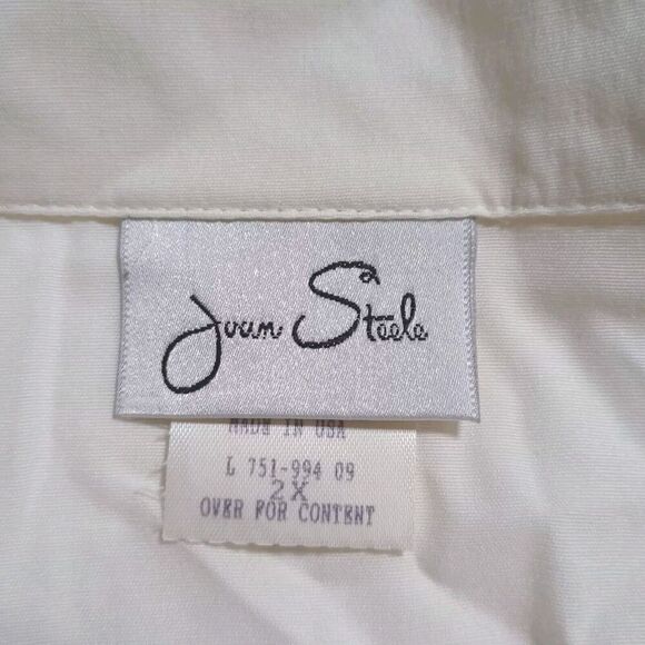 Joan Steele Floral Shirt Size 2X Plus Embroidered Collar Short Sleeve VTG Womens - Picture 6 of 9